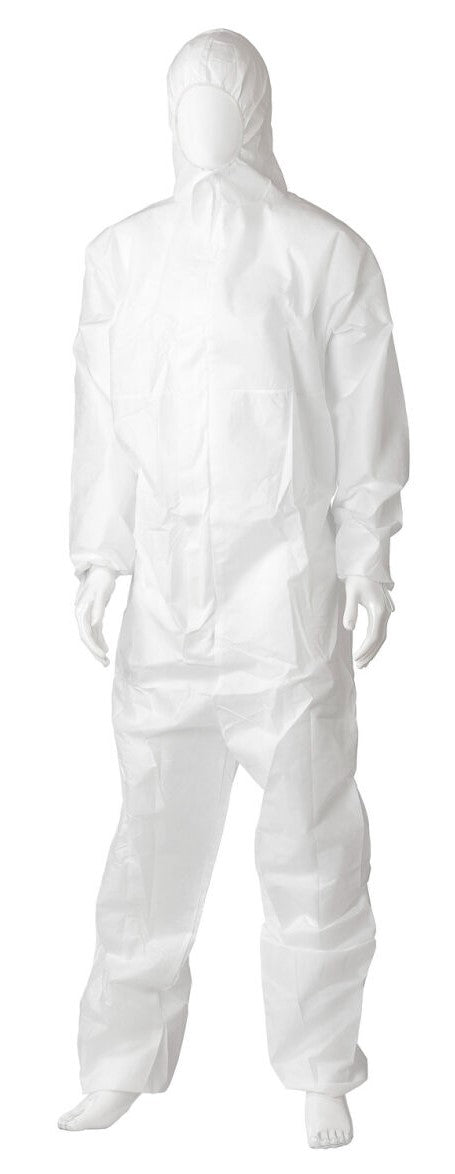 SMS Coverall Type 5/6 - White, L, 50gsm (Box Of 12) *Breathable Coverall