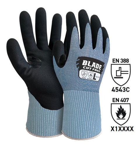 Nitrile Sandy Cut Resistant Gloves - Blue/Black, 2XL, 15 Gauge *Rating - 4544C(Box OF 120 Pairs)