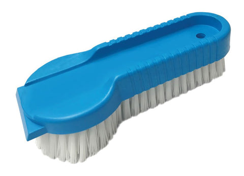 Flat Scrubbing Brush - Blue, Front Scraper