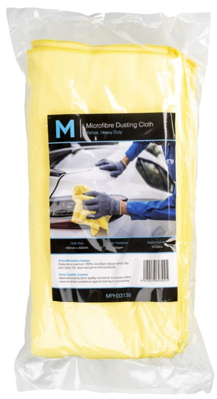 Microfibre Dusting Cloth - Yellow, 400mm x 400mm, 200gsm(Pack Of 10 Cloths)