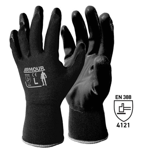 Nitrile Smooth Work Gloves - Black, 2XL, 13 Gauge *Rating - 4141(Box Of 120 Pairs)