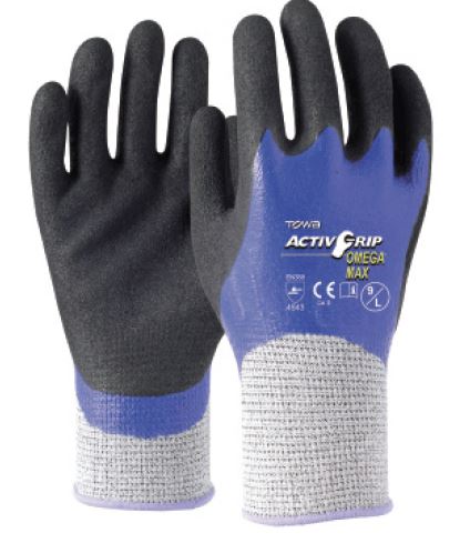 ActivGrip Omega Max Gloves - Blue/Black, M, 13 Gauge *Rating - 4543C(Pack Of 12 Pairs)