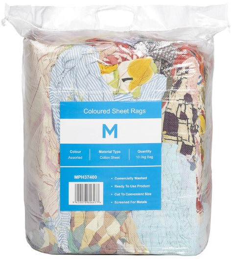 Coloured Sheet Rags Assorted, 10.0kg Compressed Bag