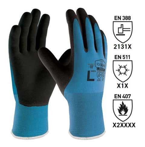 Latex Sandy Thermal Work Glove - Blue/Black, 2XL(Box Of 120 Pairs)