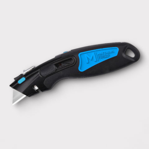 Retractable Metal Cutter Knife - Blue/Black, 19mm Blade + Includes 5 Free Blades(Box Of 12)