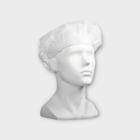 Polypropylene Bouffant Hats - White, 610mm Wide, 12gsm (Box Of 600) *For Larger Hair Styles